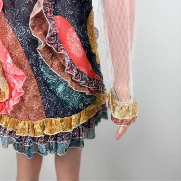 NWOT La Pateau Long Sleeve Ruffle and Lace Dress Size Small Multi Color - Picture 11 of 12